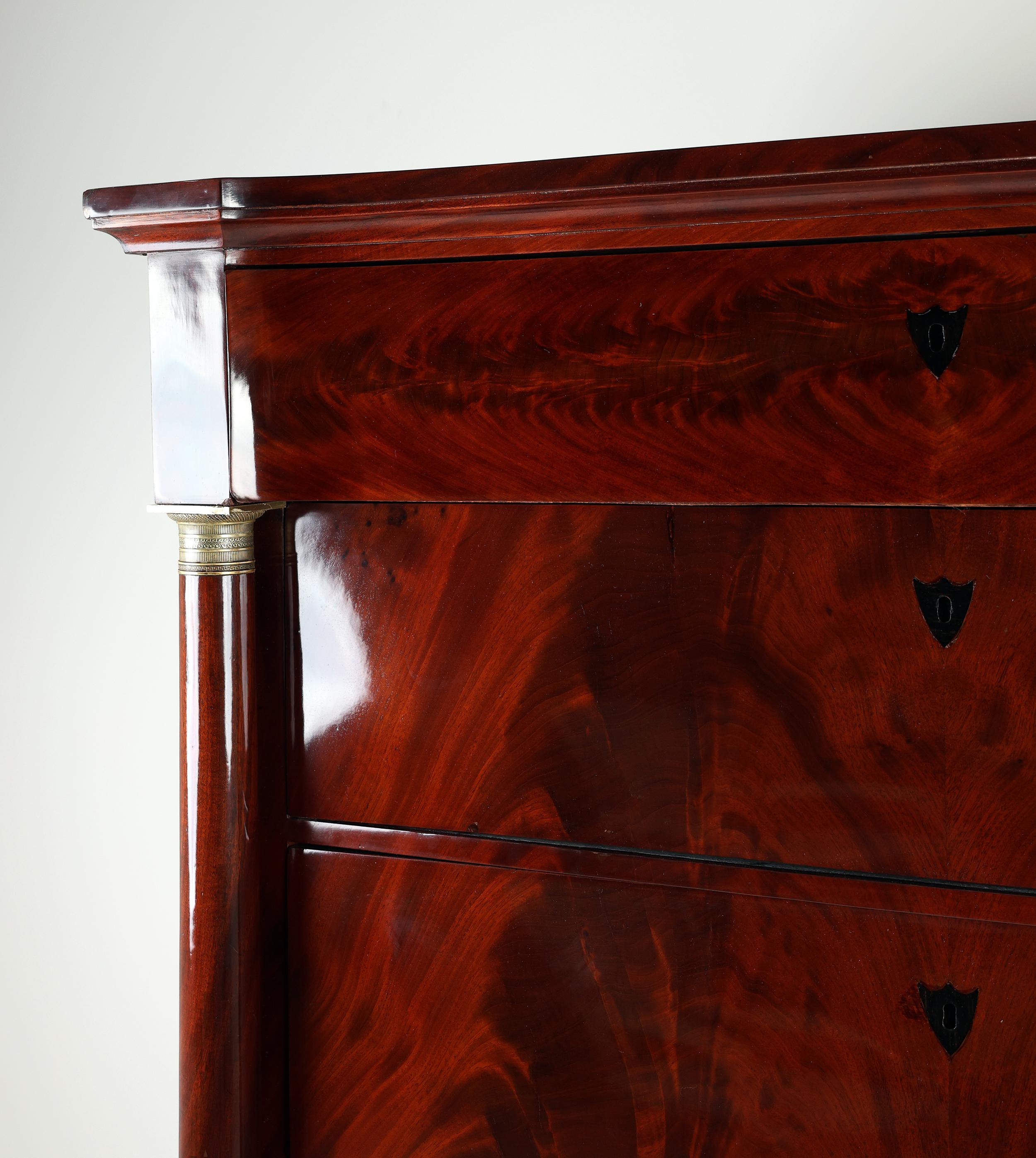 Mahogany 19th Century Biedermeier Tall Chest of Drawers For Sale