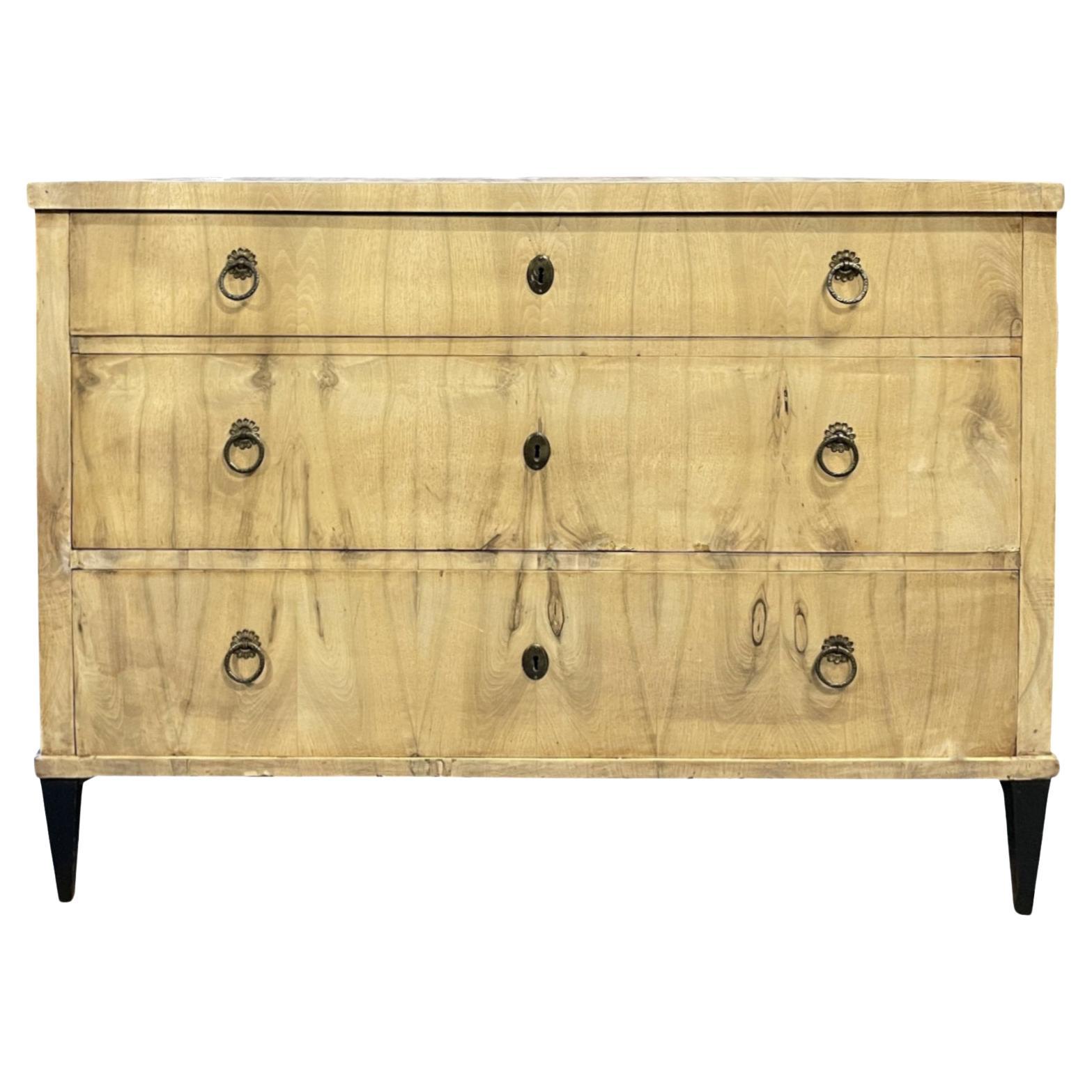 19th Century Biedermeier Three Drawer Commode