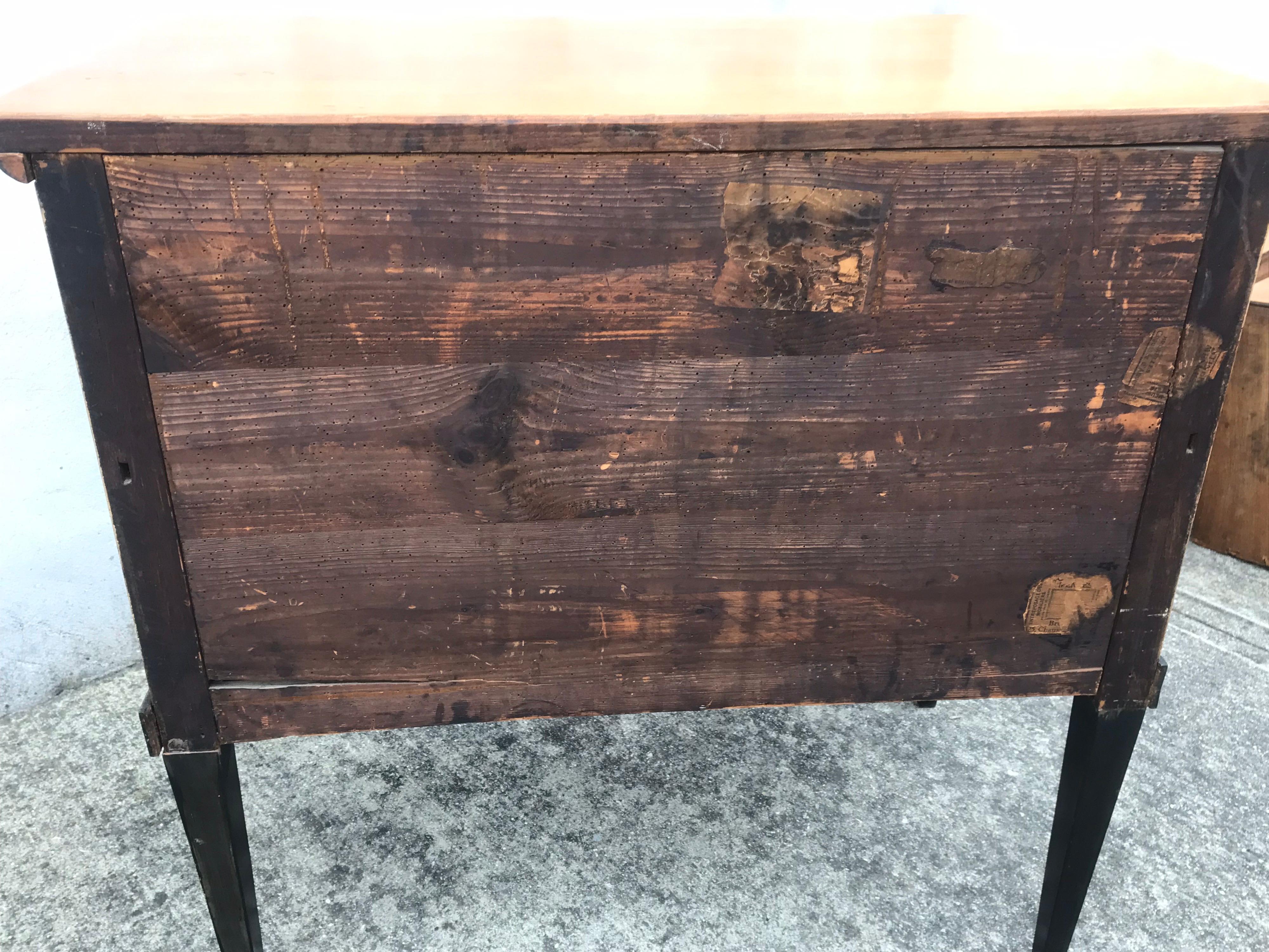 19th Century Biedermeier Two-Drawer Dresser, Key Drawer Pulls, Tapered Legs 6