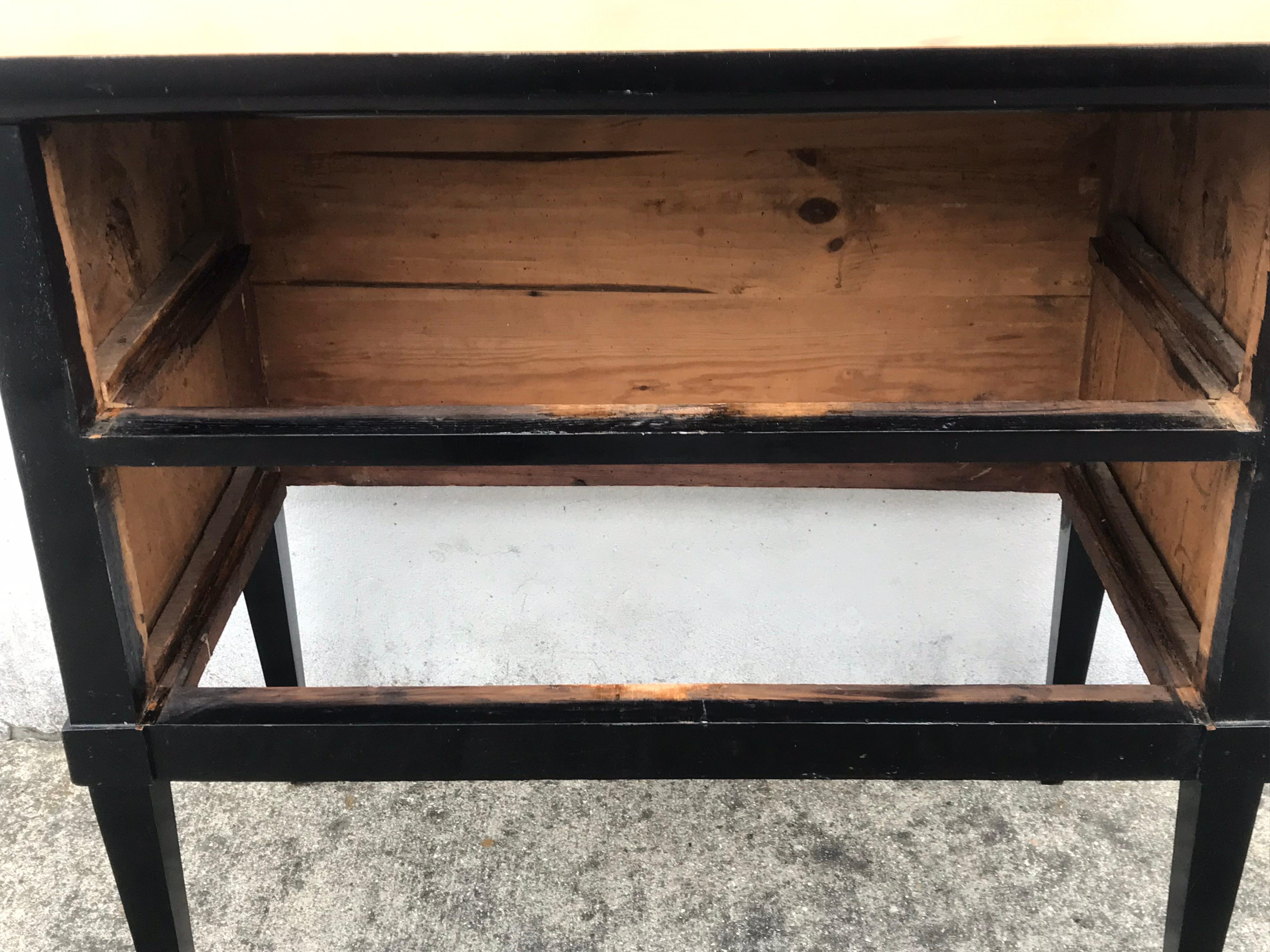 19th Century Biedermeier Two-Drawer Dresser, Key Drawer Pulls, Tapered Legs 7
