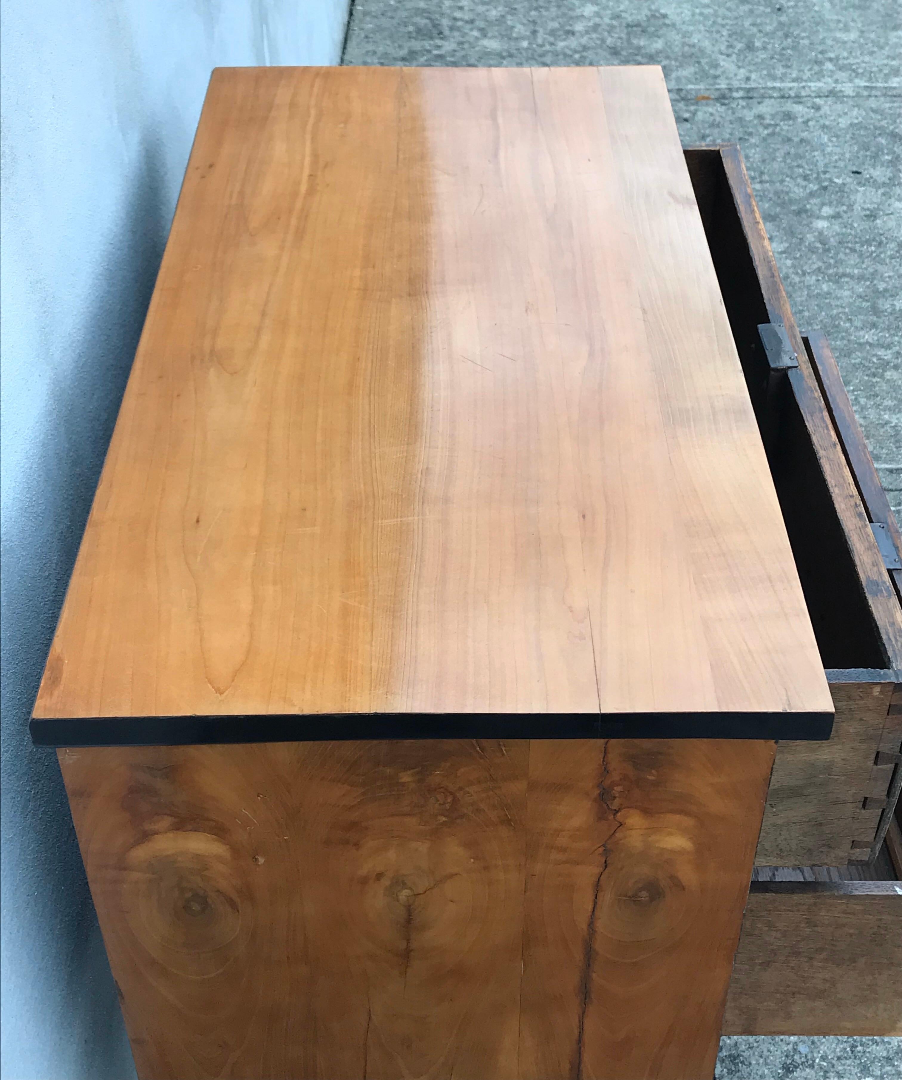 19th Century Biedermeier Two-Drawer Dresser, Key Drawer Pulls, Tapered Legs 3