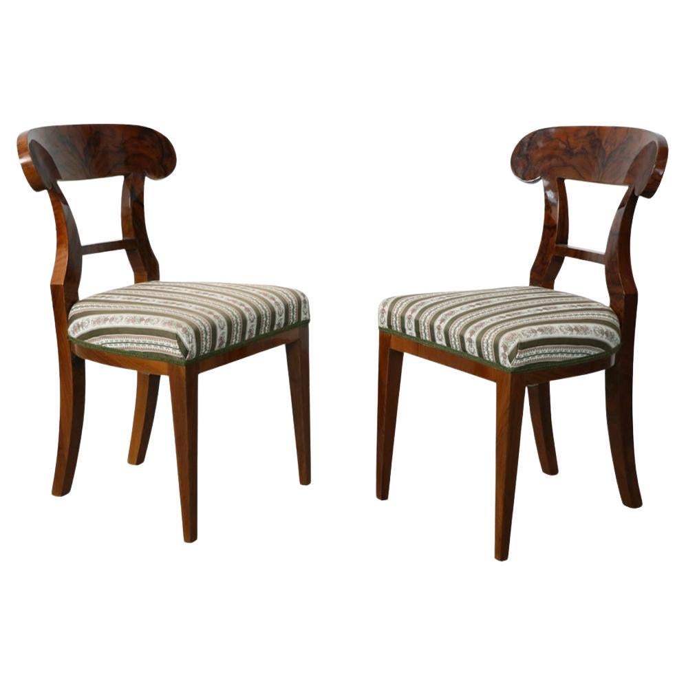 19th Century Biedermeier Two Walnut Chairs. Vienna, c. 1830.