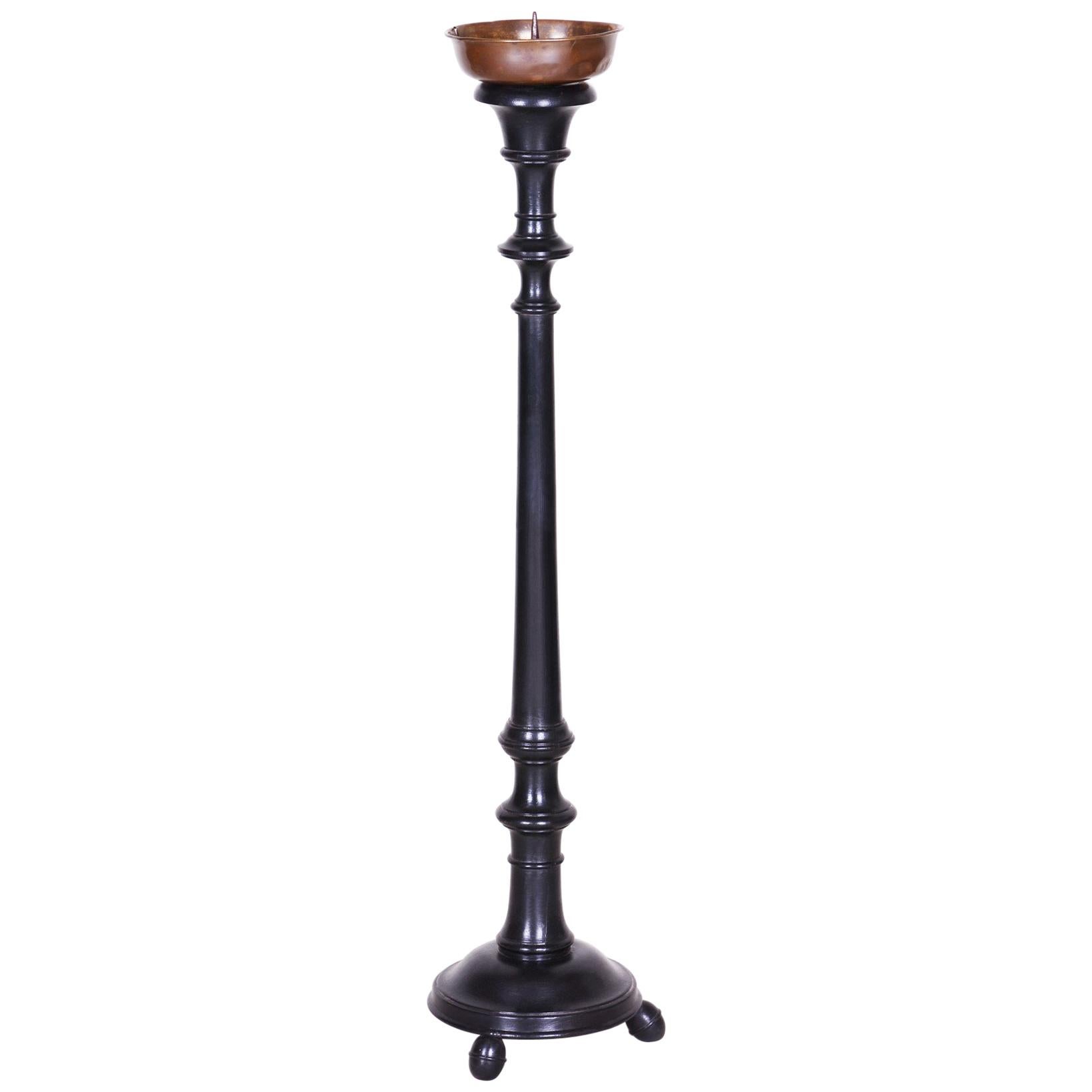 19th Century Biedermeier Unique Bohemian Black Candlestick, Czechia 1850-1859