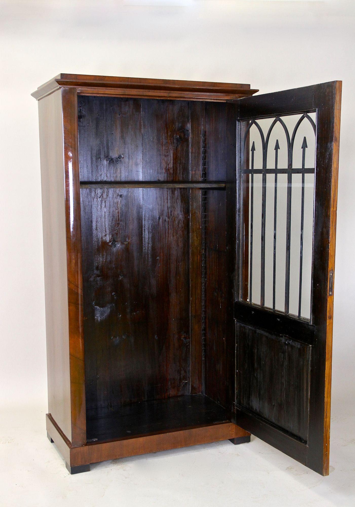 Polished 19th Century Biedermeier Vitrine Cabinet or Bookcase, Nutwood Austria circa 1840 For Sale