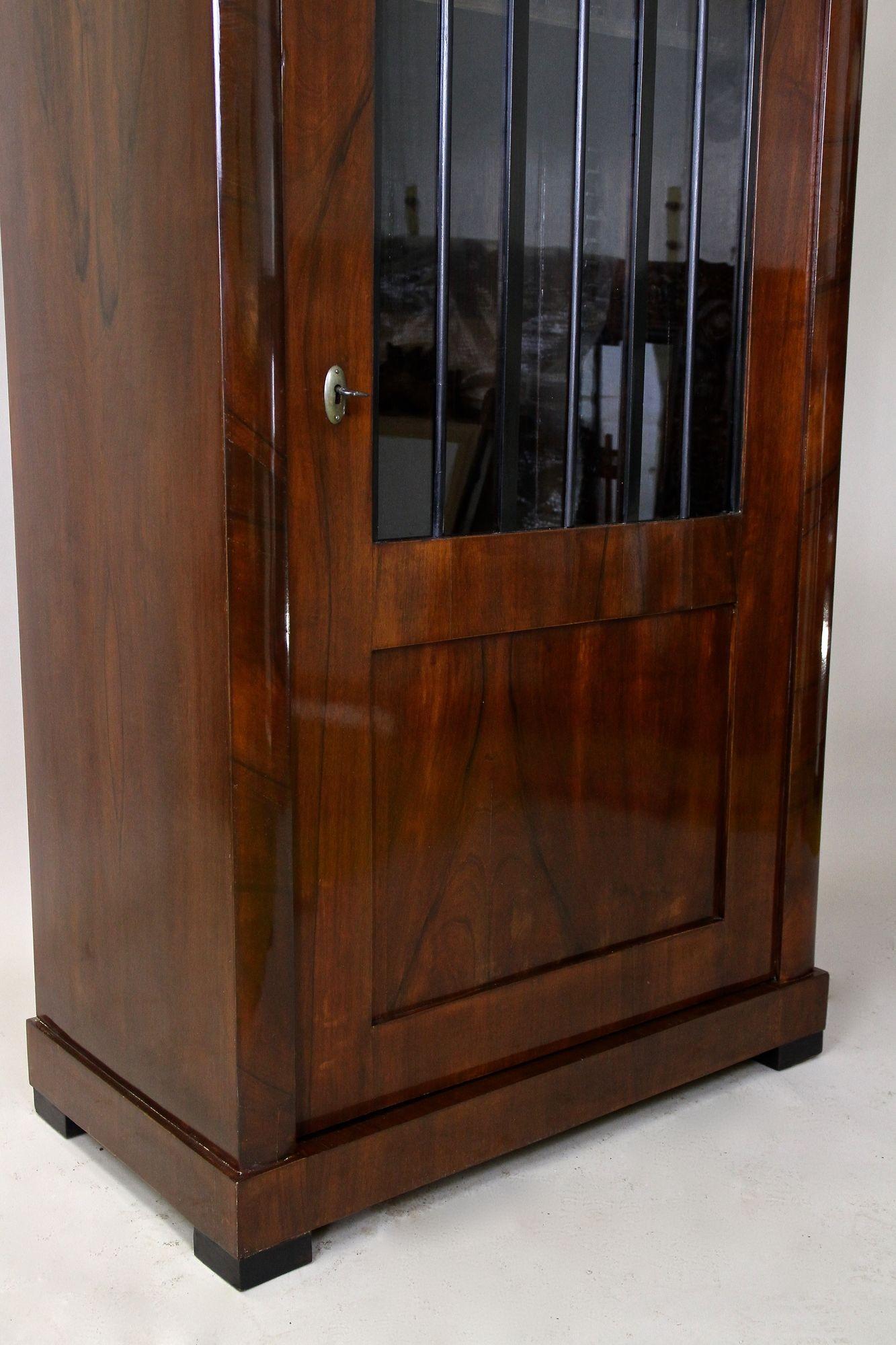 19th Century Biedermeier Vitrine Cabinet or Bookcase, Nutwood Austria circa 1840 For Sale 1