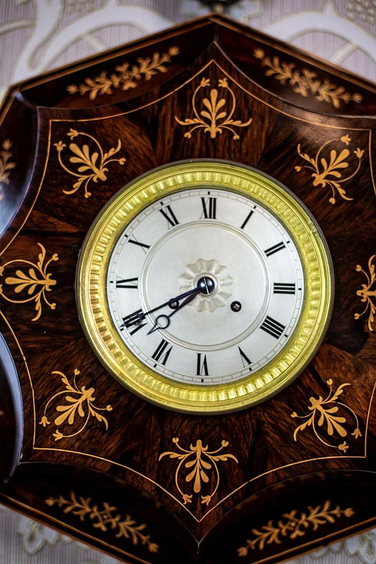 European Wall Clock in the Biedermeier Style, 19th Century For Sale
