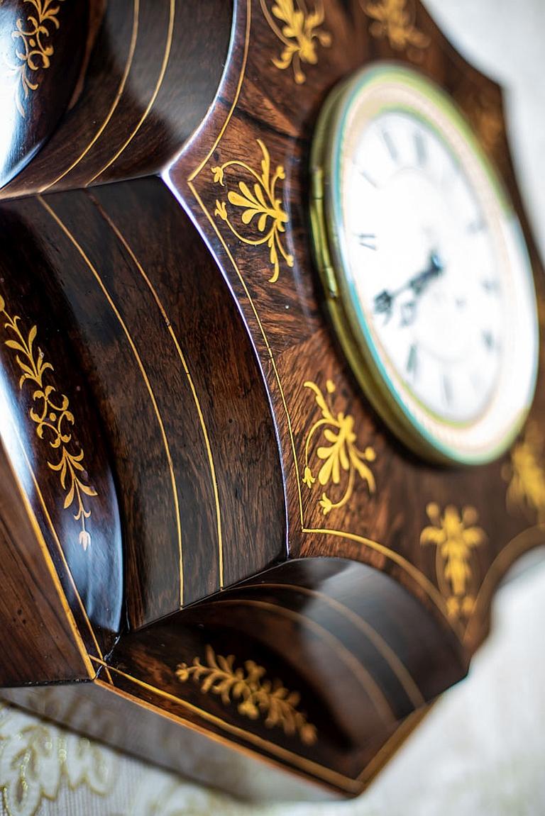 Veneer 19th Century Biedermeier Wall Clock For Sale