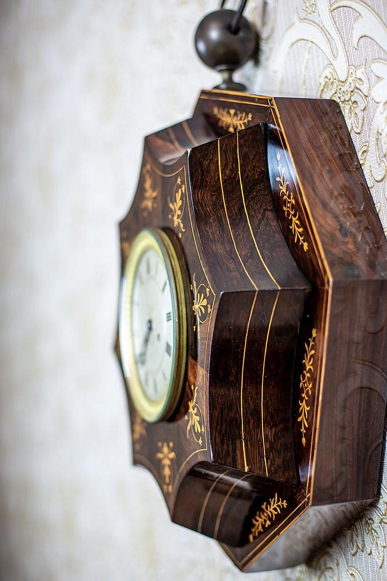 Wood 19th Century Biedermeier Wall Clock For Sale