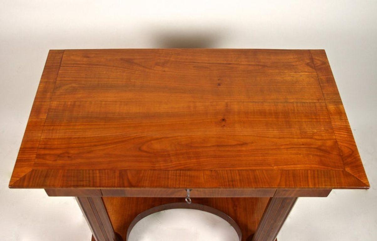 Carved 19th Century Biedermeier Wall Console/ Side Table, Cherrywood, AT circa 1860 For Sale