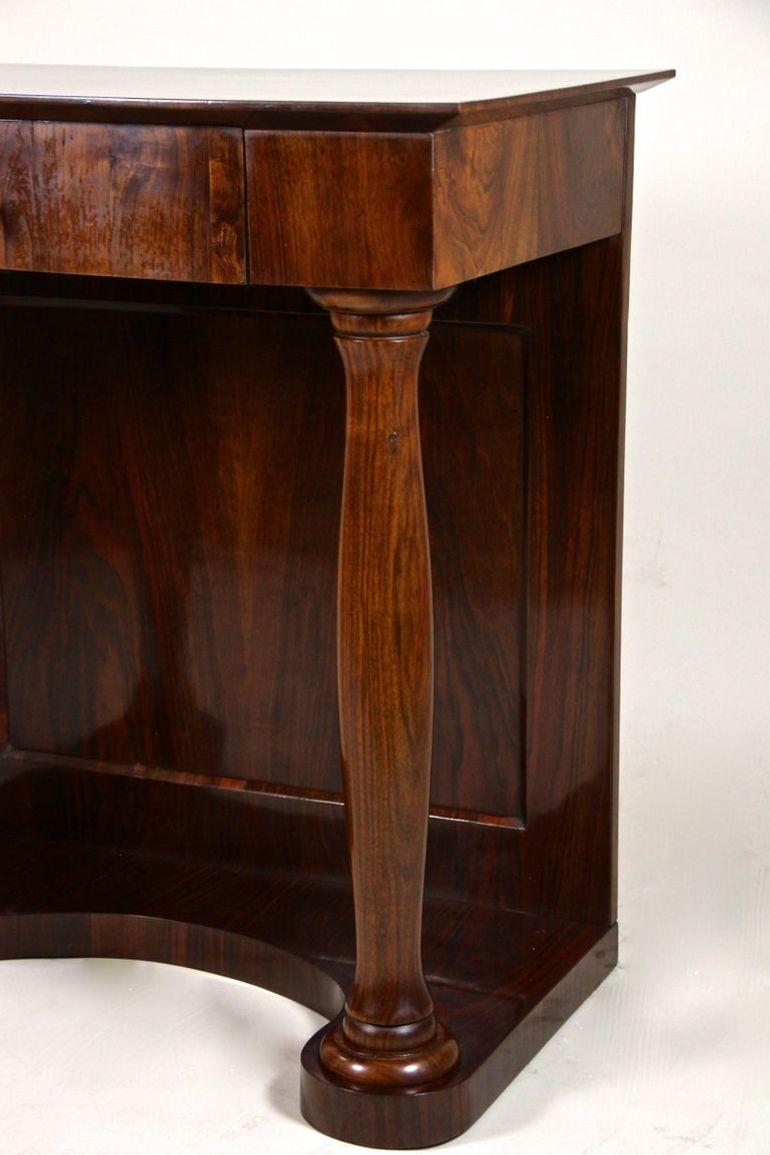 19th Century Biedermeier Wall Console Table with Columns, Nutwood, AT ca. 1860 For Sale 8