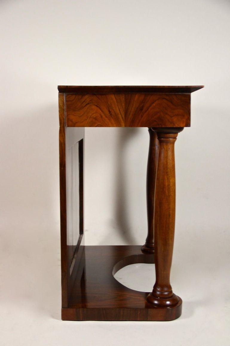 19th Century Biedermeier Wall Console Table with Columns, Nutwood, AT ca. 1860 For Sale 11