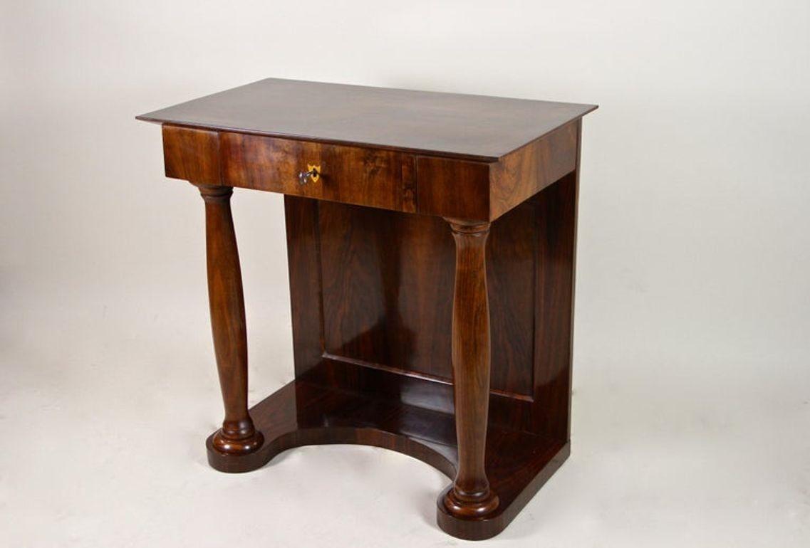 19th Century Biedermeier Wall Console Table with Columns, Nutwood, AT ca. 1860 For Sale 15