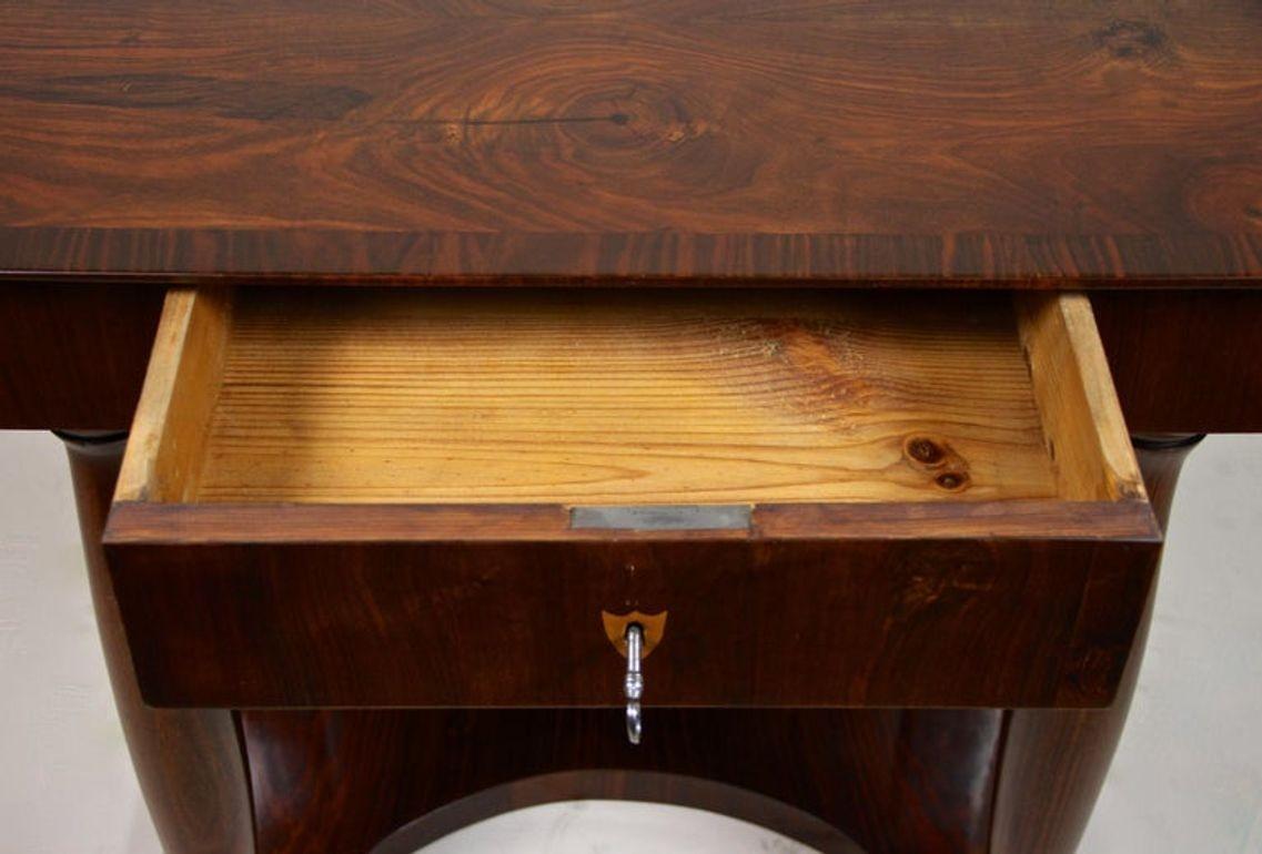 19th Century Biedermeier Wall Console Table with Columns, Nutwood, AT ca. 1860 For Sale 5