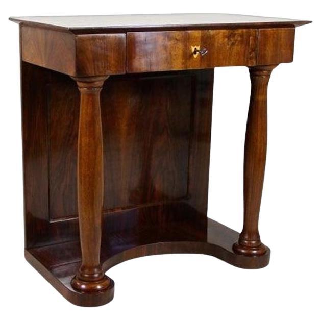 19th Century Biedermeier Wall Console Table with Columns, Nutwood, AT ca. 1860