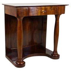 19th Century Biedermeier Wall Console Table with Columns, Nutwood, AT ca. 1860