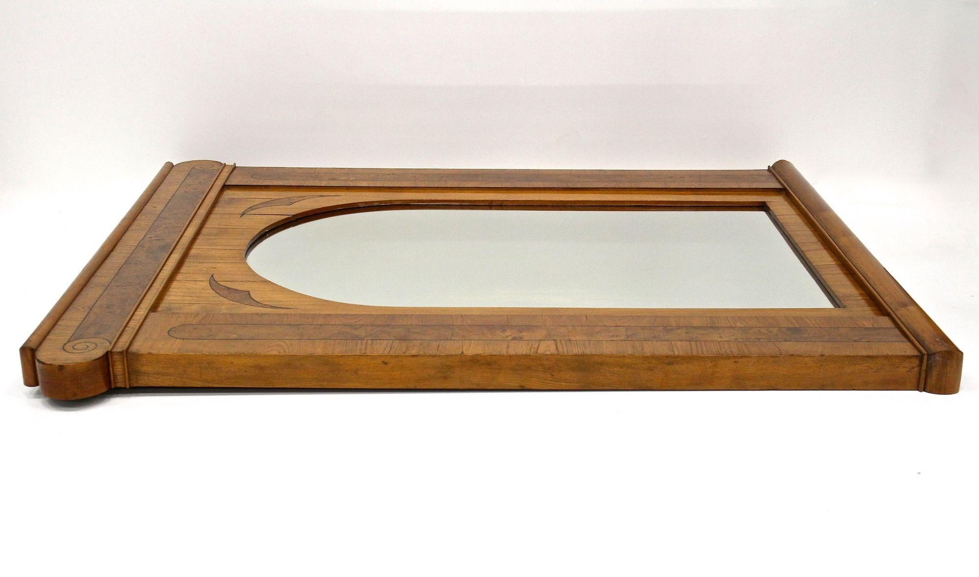 Miroir mural Biedermeier du XIXe siècle, frêne/ronce de noyer - Bohemia vers 1860 en vente 10