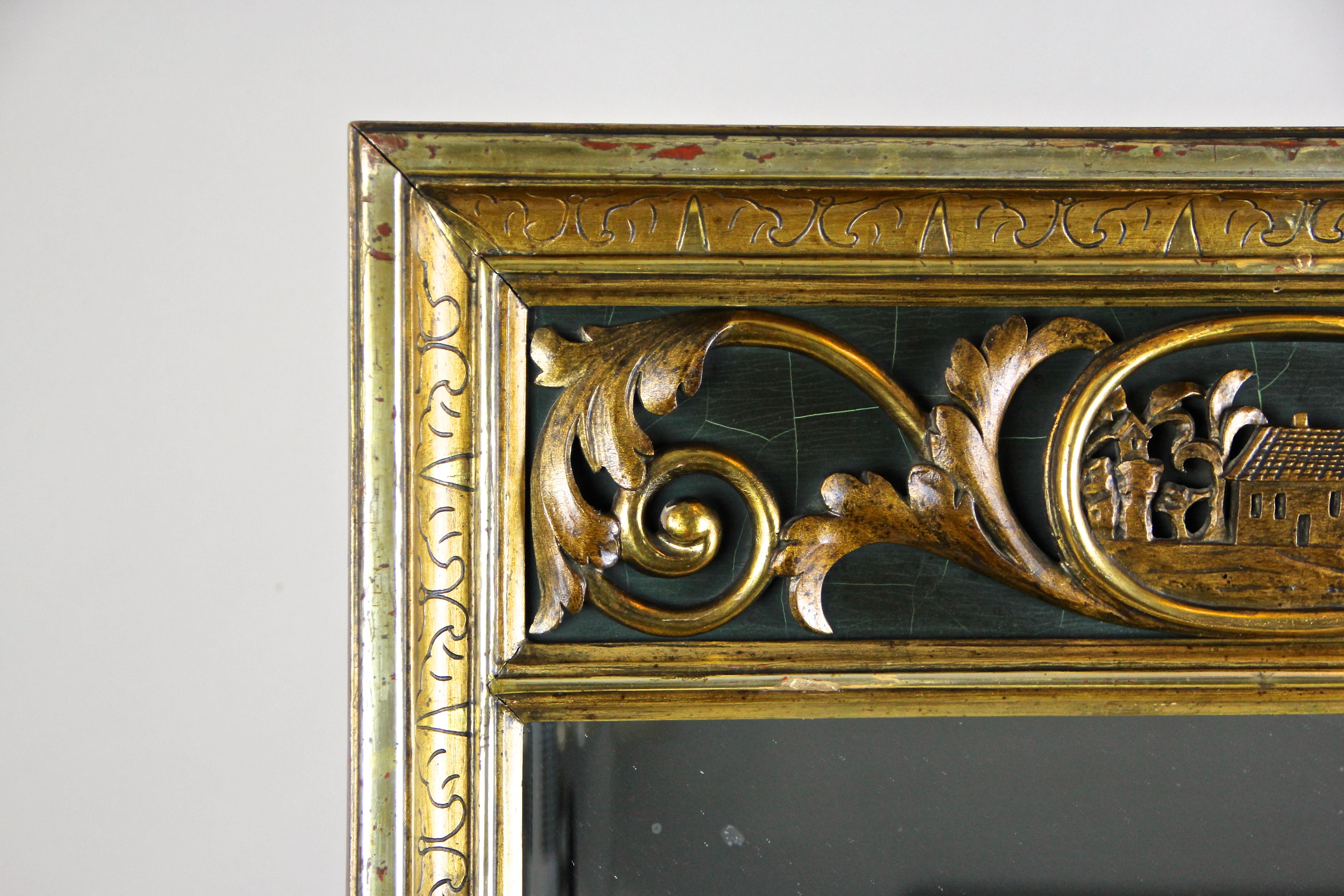 Gold Leaf 19th Century Biedermeier Wall/ Trumeau Mirror, Austria, circa 1825