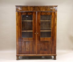 19th Century Biedermeier Walnut Cabinet/ Vitrine/ Bookcase, Austria ca. 1830