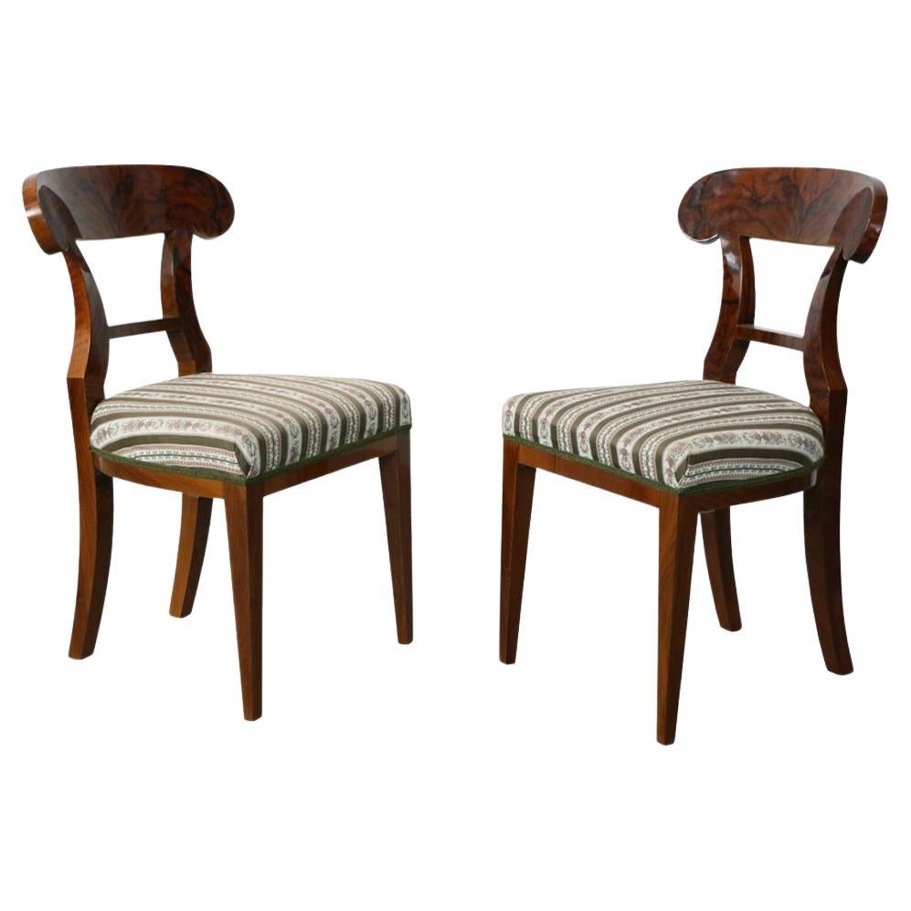 19th Century Biedermeier Two Walnut Chairs. Vienna, c. 1830. For Sale
