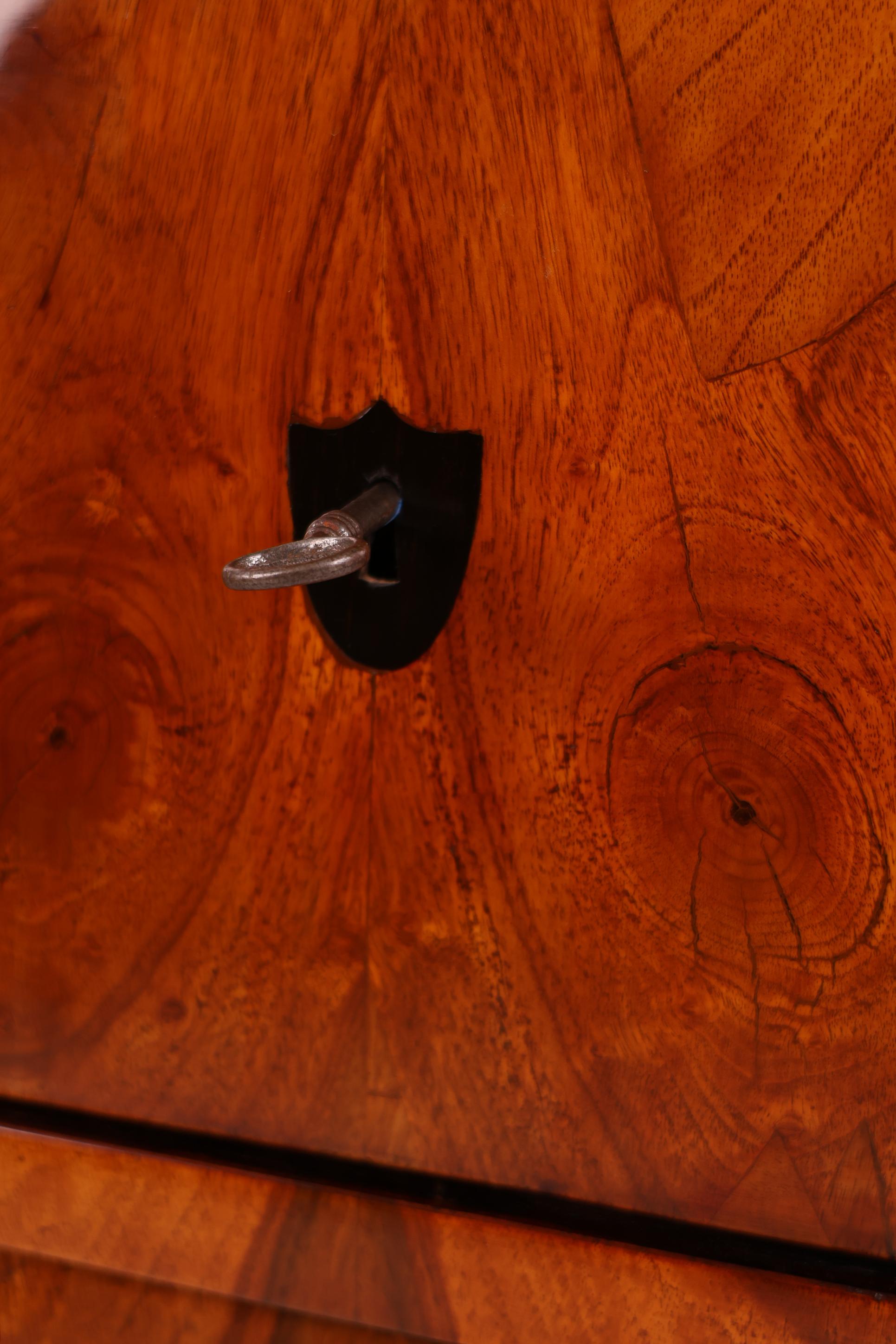 Cassettiera in noce Biedermeier del XIX secolo in vendita 3