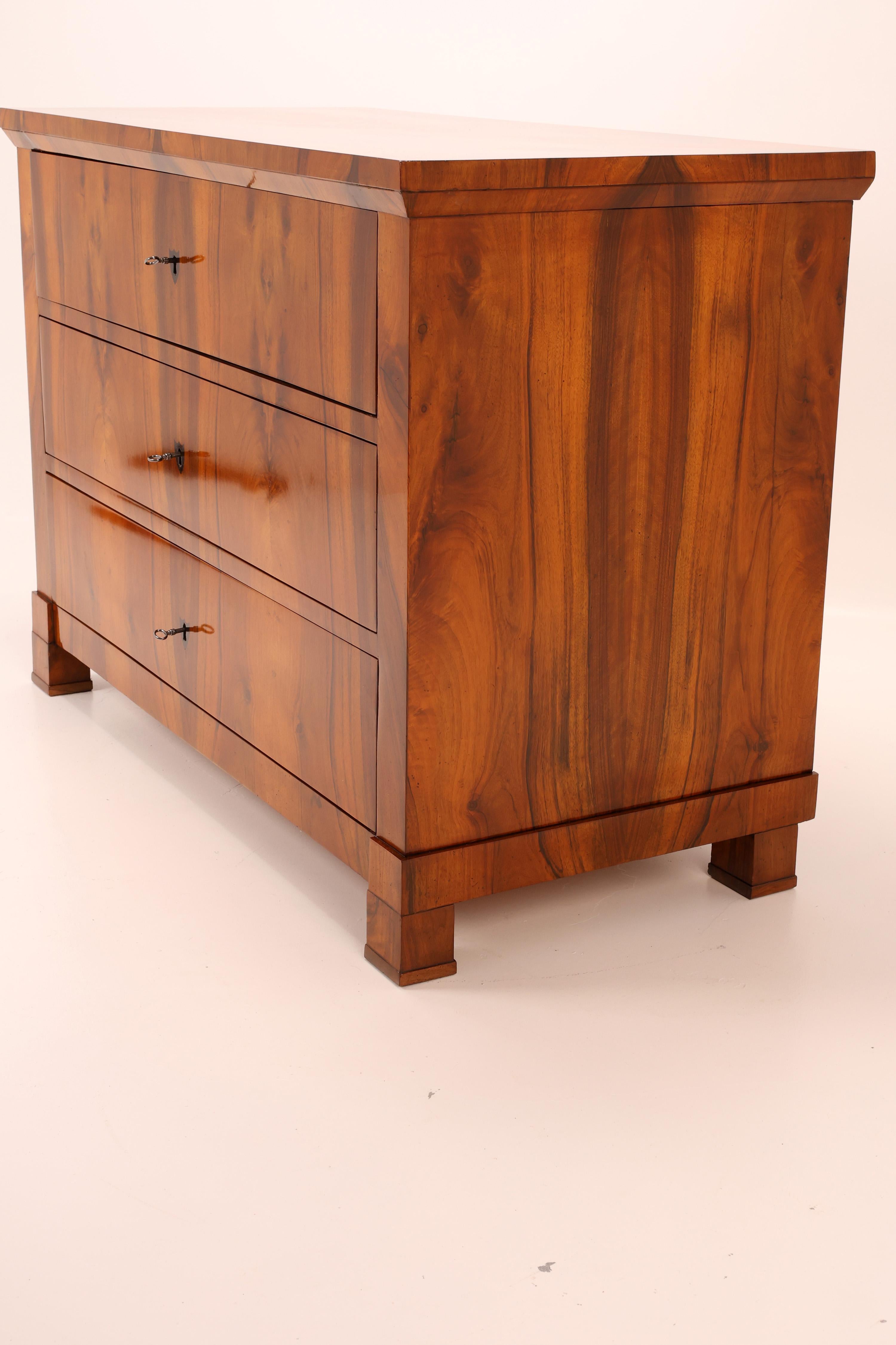19th Century Biedermeier Walnut Chest of Drawers For Sale 3