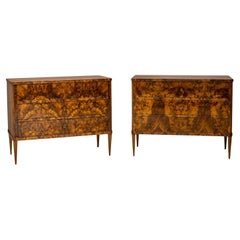 19th Century Biedermeier Walnut Chests of Drawers, Italy