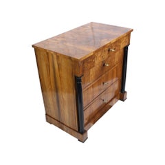 19th Century, Biedermeier Walnut Columns Chest of Drawer