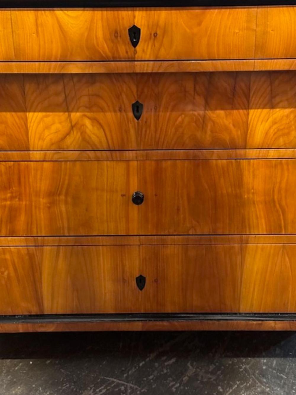 German 19th Century Biedermeier Walnut Commode with Ebonized Details For Sale