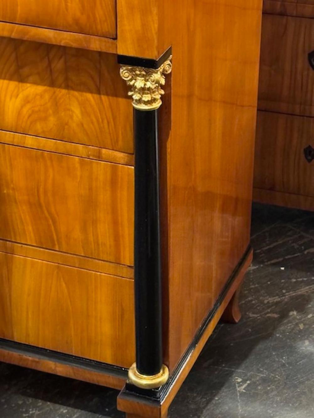 19th Century Biedermeier Walnut Commode with Ebonized Details In Good Condition For Sale In Dallas, TX