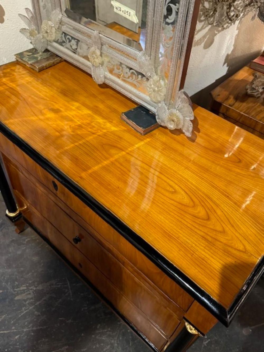 19th Century Biedermeier Walnut Commode with Ebonized Details For Sale 1