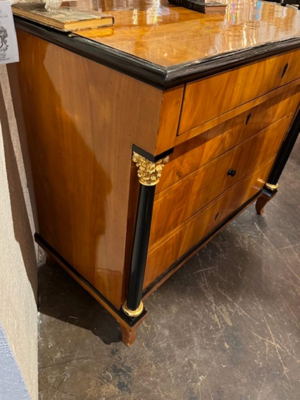 19th Century Biedermeier Walnut Commode with Ebonized Details For Sale 2