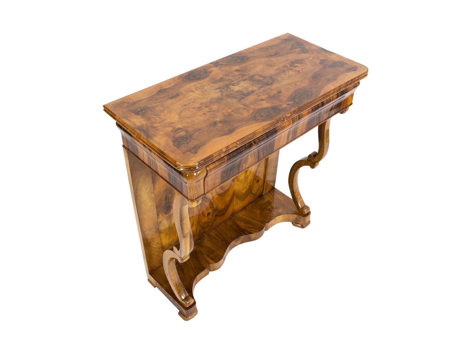 Polished 19th Century, Biedermeier Walnut Console