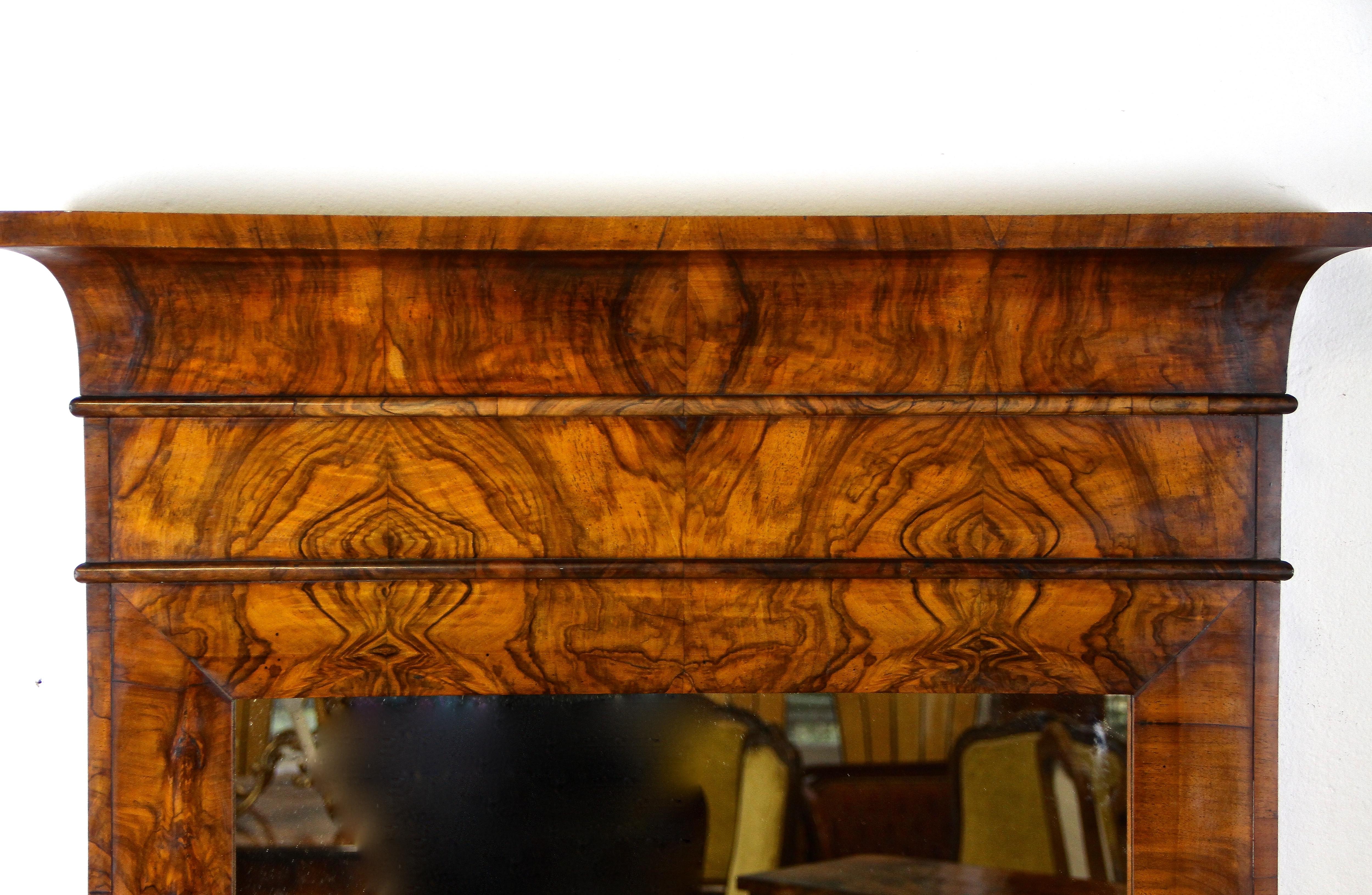 19th Century Biedermeier Walnut Console With Pier Mirror, Austria circa 1830 8