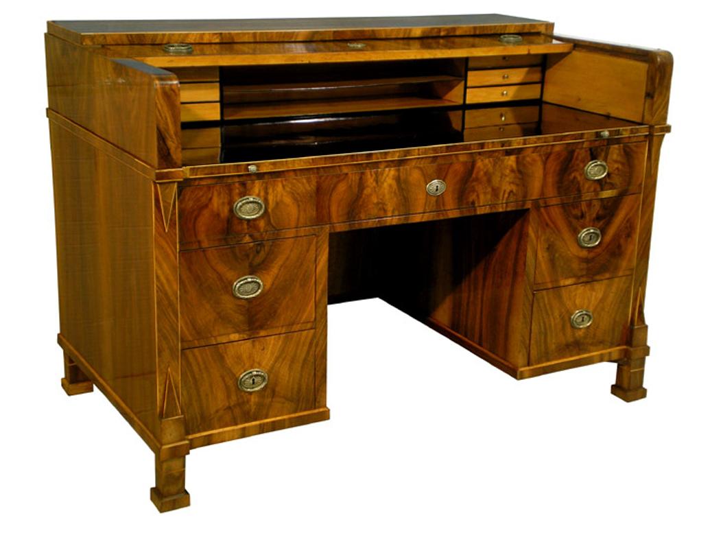 Maple 19th Century Biedermeier Walnut Drop Front Desk. Vienna, c. 1825. For Sale