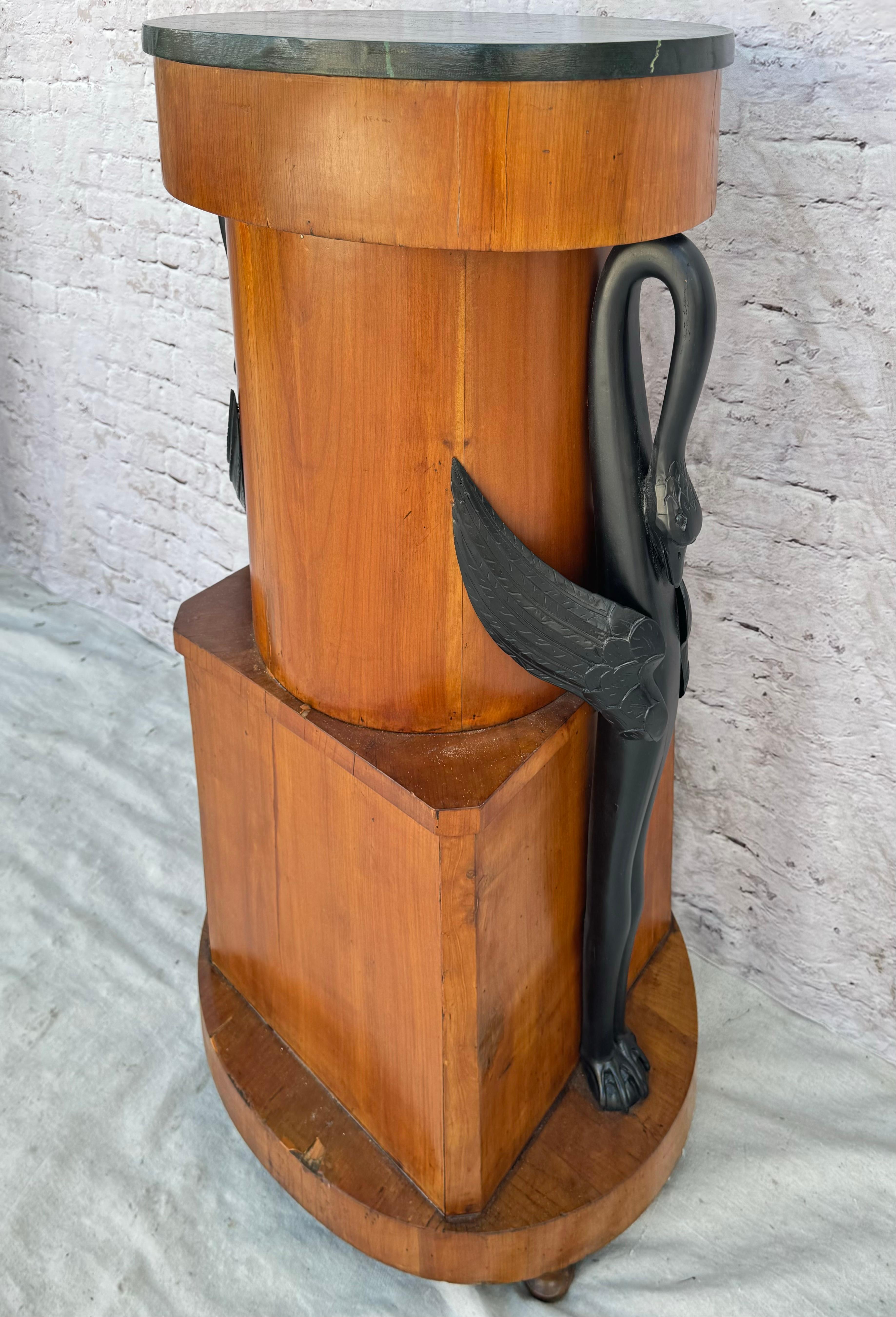 19th Century Biedermeier Walnut Ebonized and Faux Marble Cabinet For Sale 8