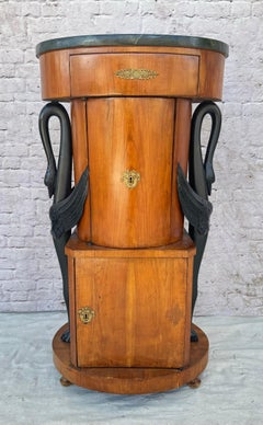 19th Century Biedermeier Walnut Ebonized and Faux Marble Cabinet