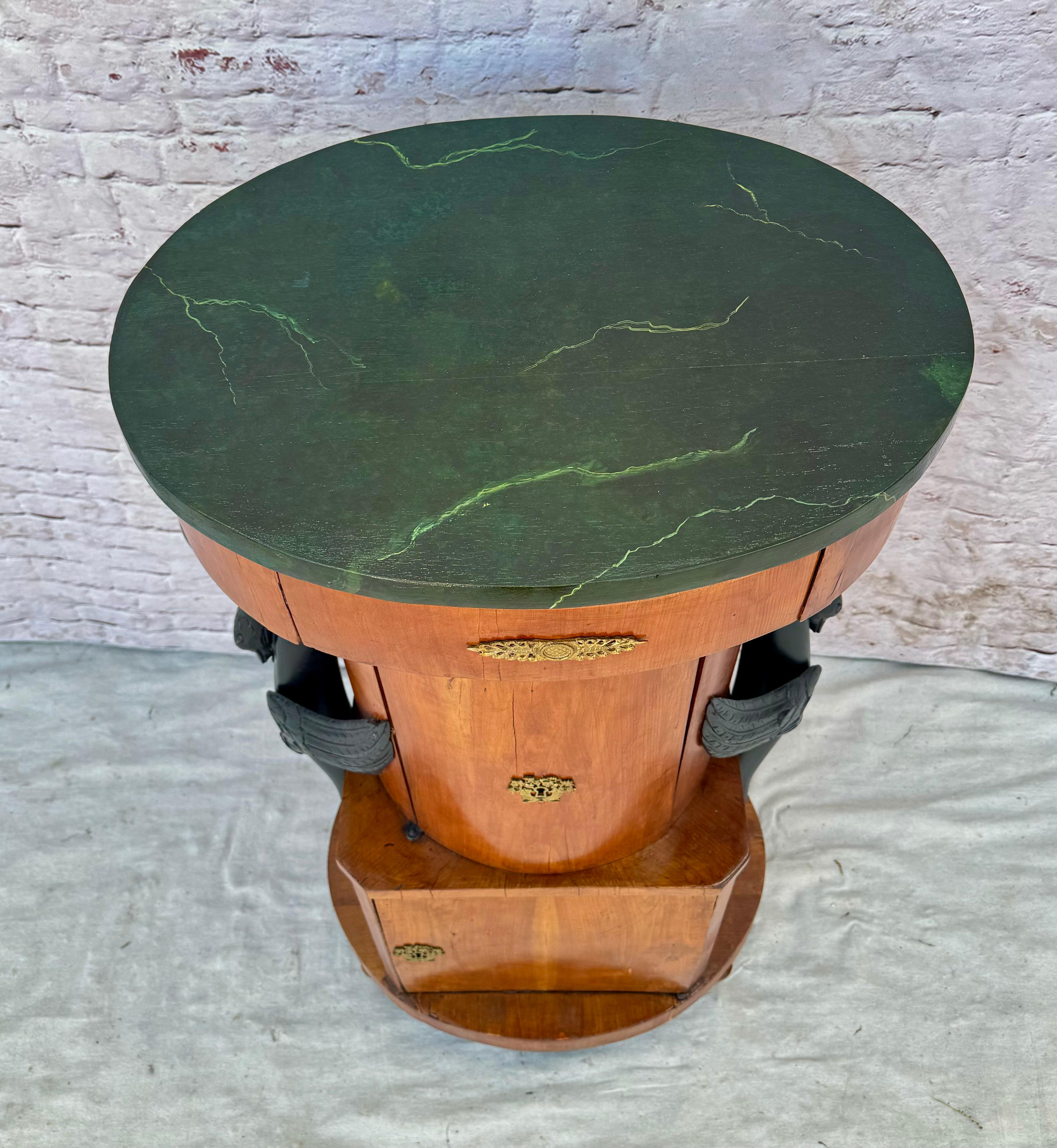 19th Century Biedermeier Walnut Ebonized and Faux Marble Cabinet For Sale 1