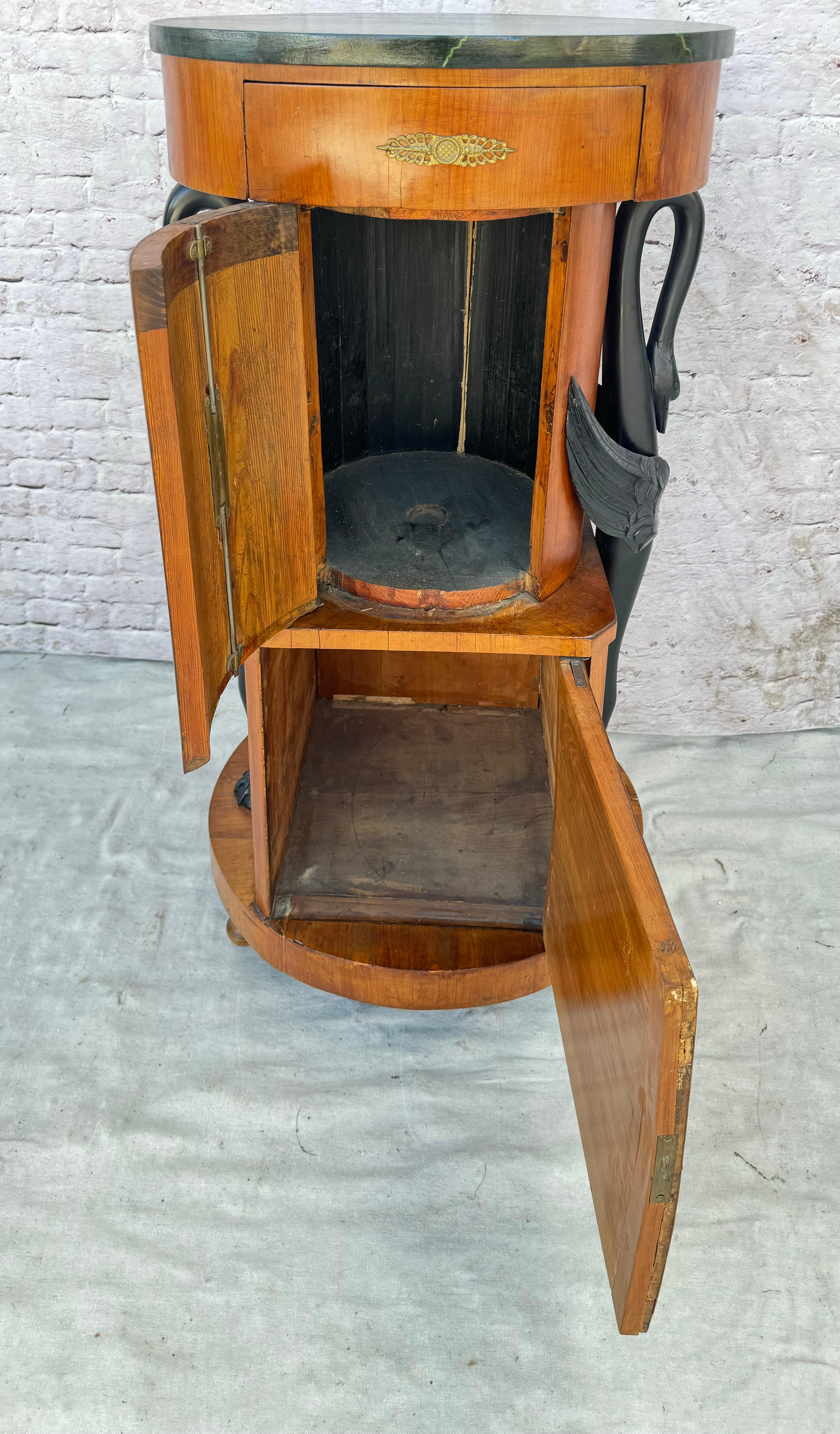 19th Century Biedermeier Walnut Ebonized and Faux Marble Cabinet For Sale 2