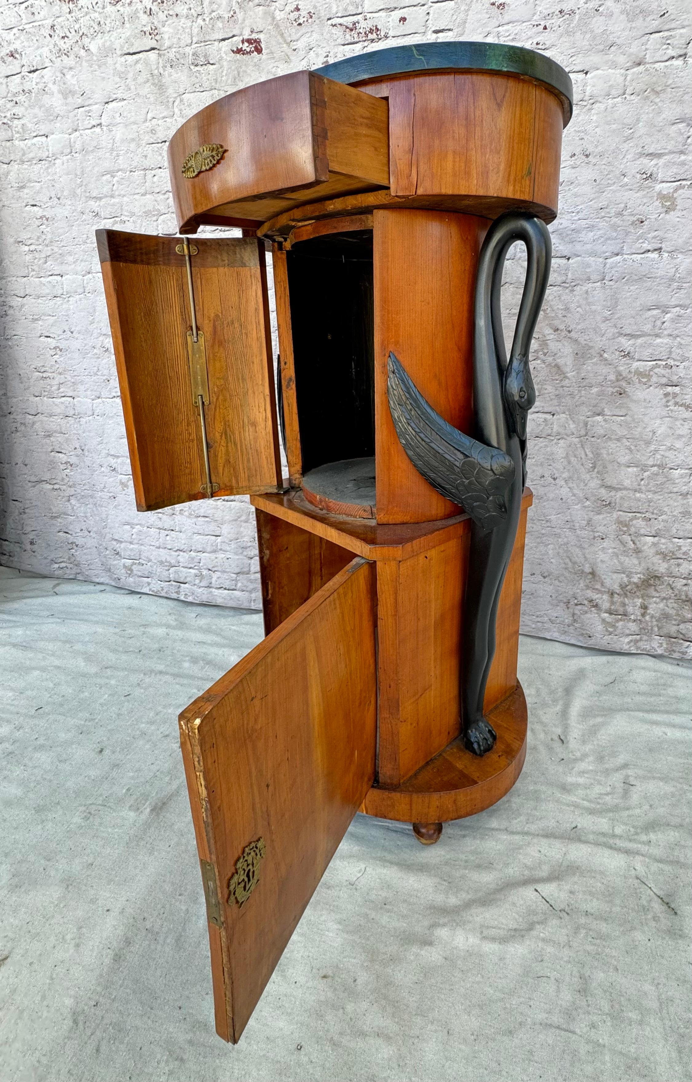 19th Century Biedermeier Walnut Ebonized and Faux Marble Cabinet For Sale 3