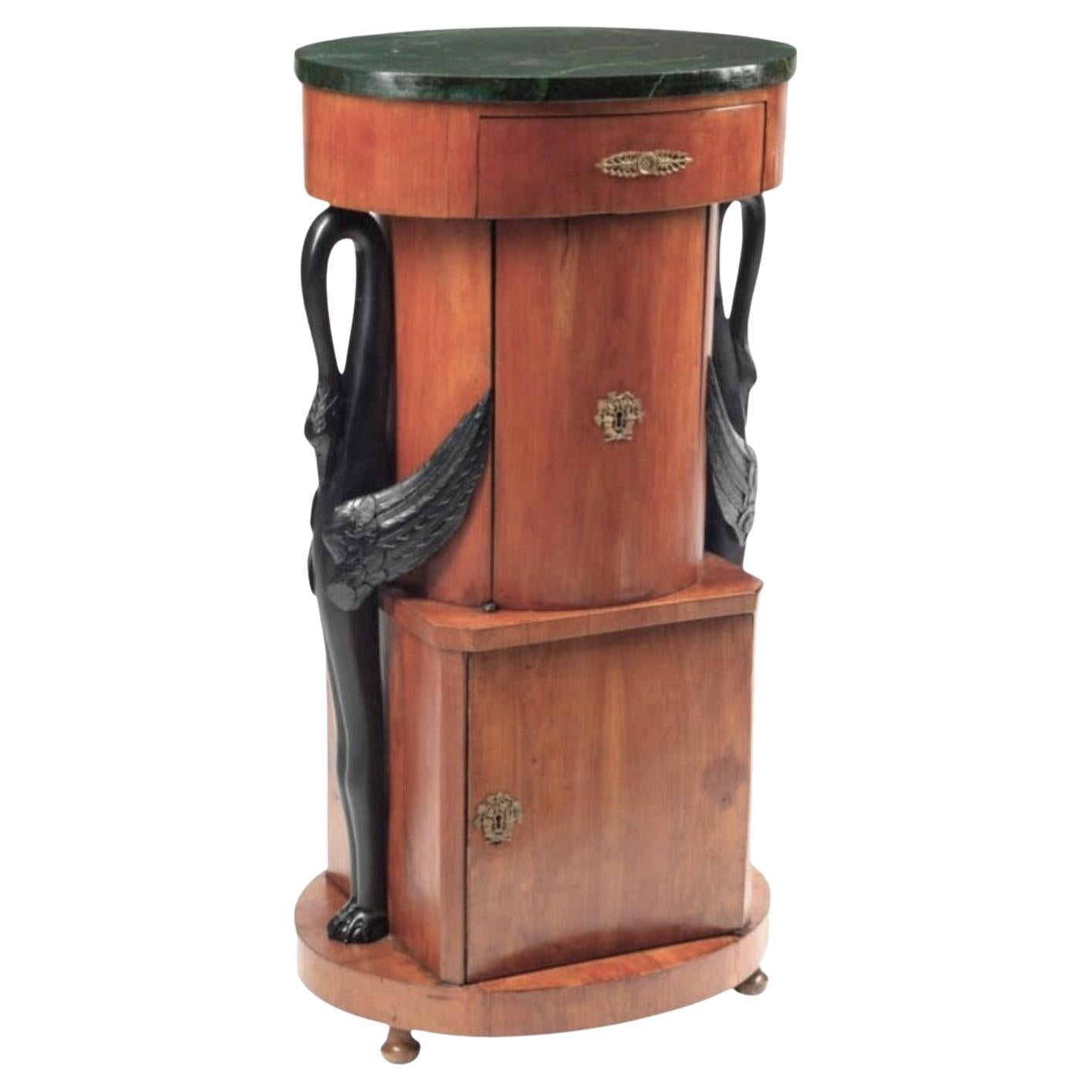 19th Century Biedermeier Walnut Ebonized and Faux Marble Cabinet For Sale