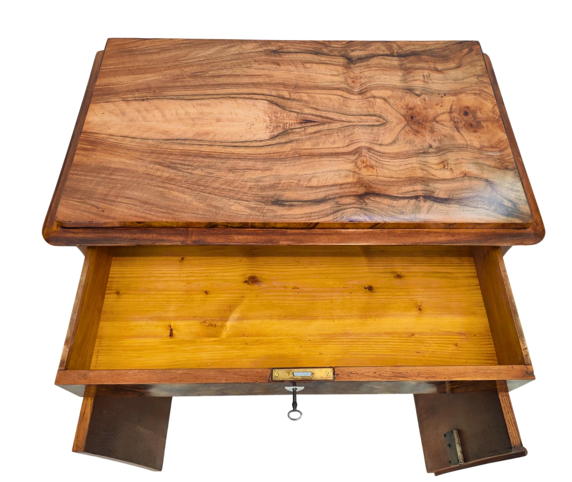 Polished 19th Century Biedermeier Walnut Half Cabinet / Commode For Sale