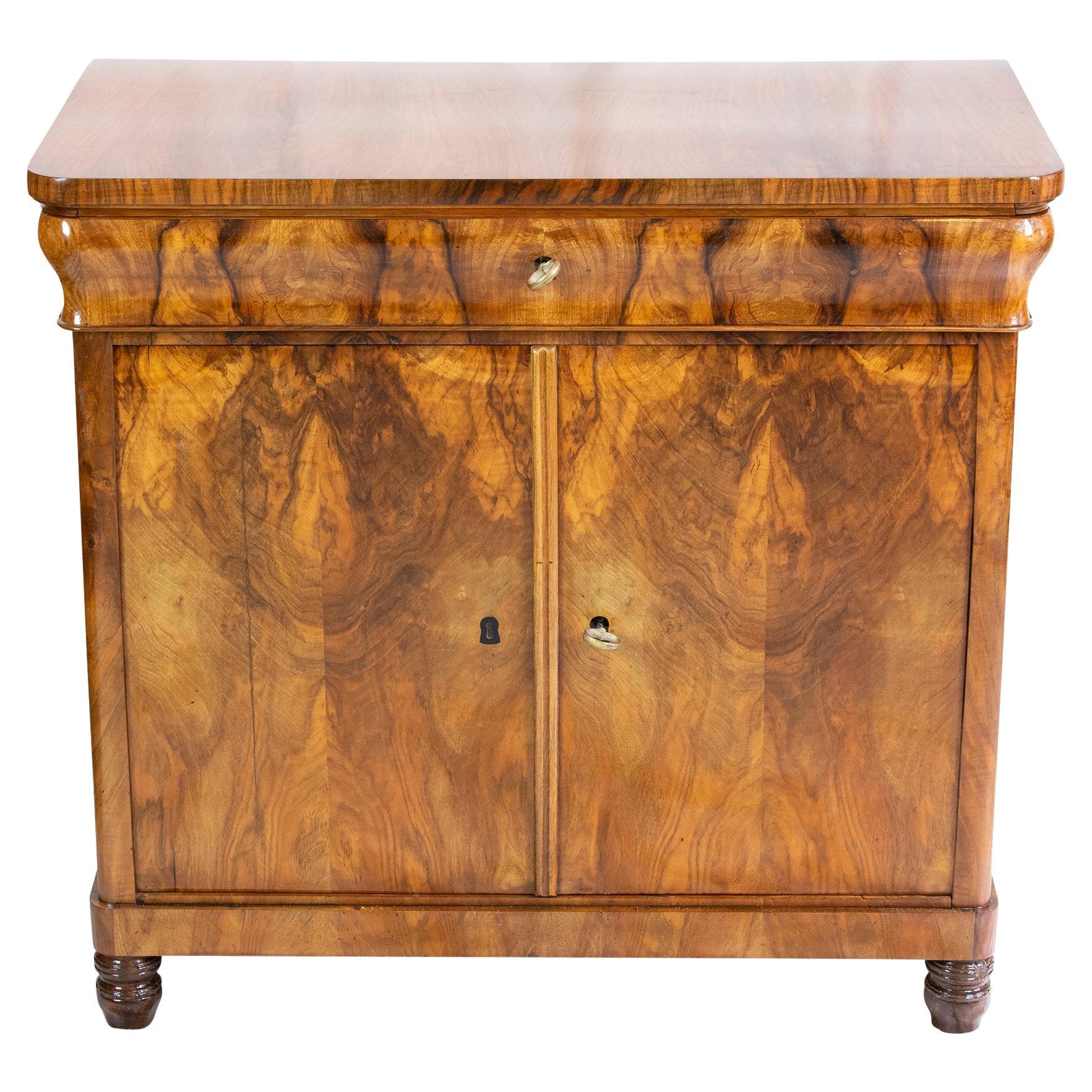 19th Century Biedermeier Walnut Half Cabinet / Commode For Sale