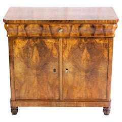 Antique 19th Century Biedermeier Walnut Half Cabinet / Commode
