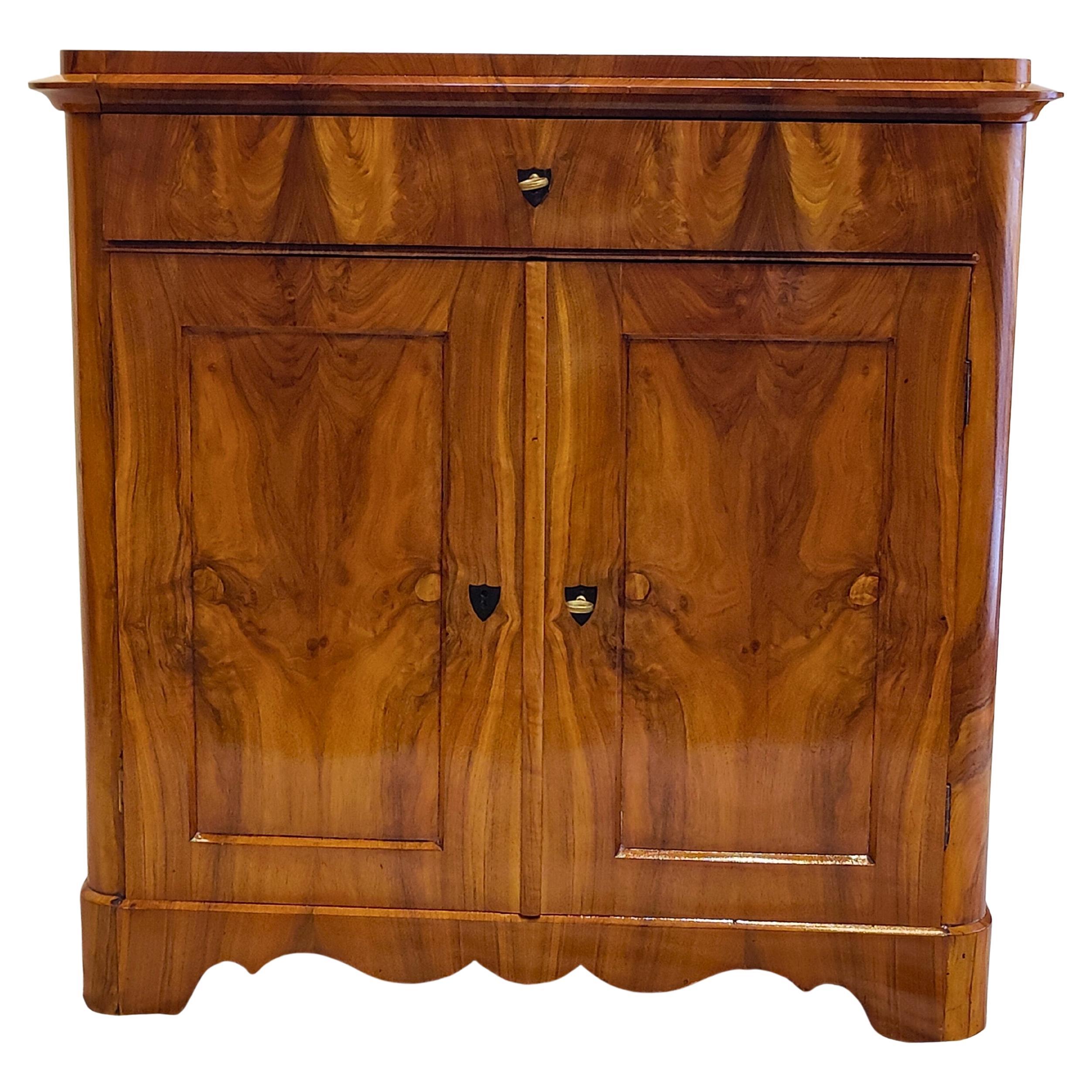 19th Century Biedermeier Walnut Half Cabinet / Commode