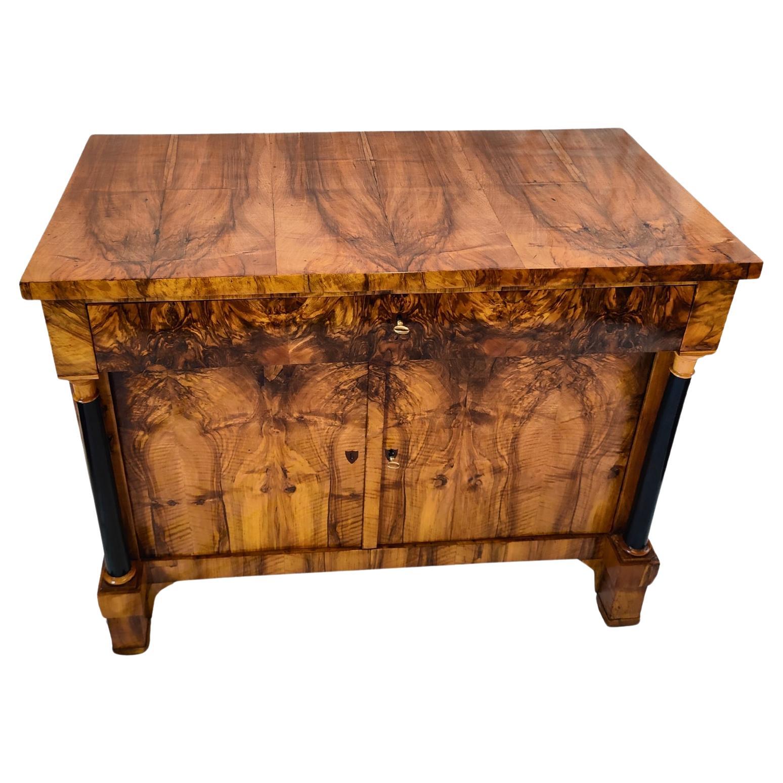 19th Century Biedermeier Walnut Half Cabinet