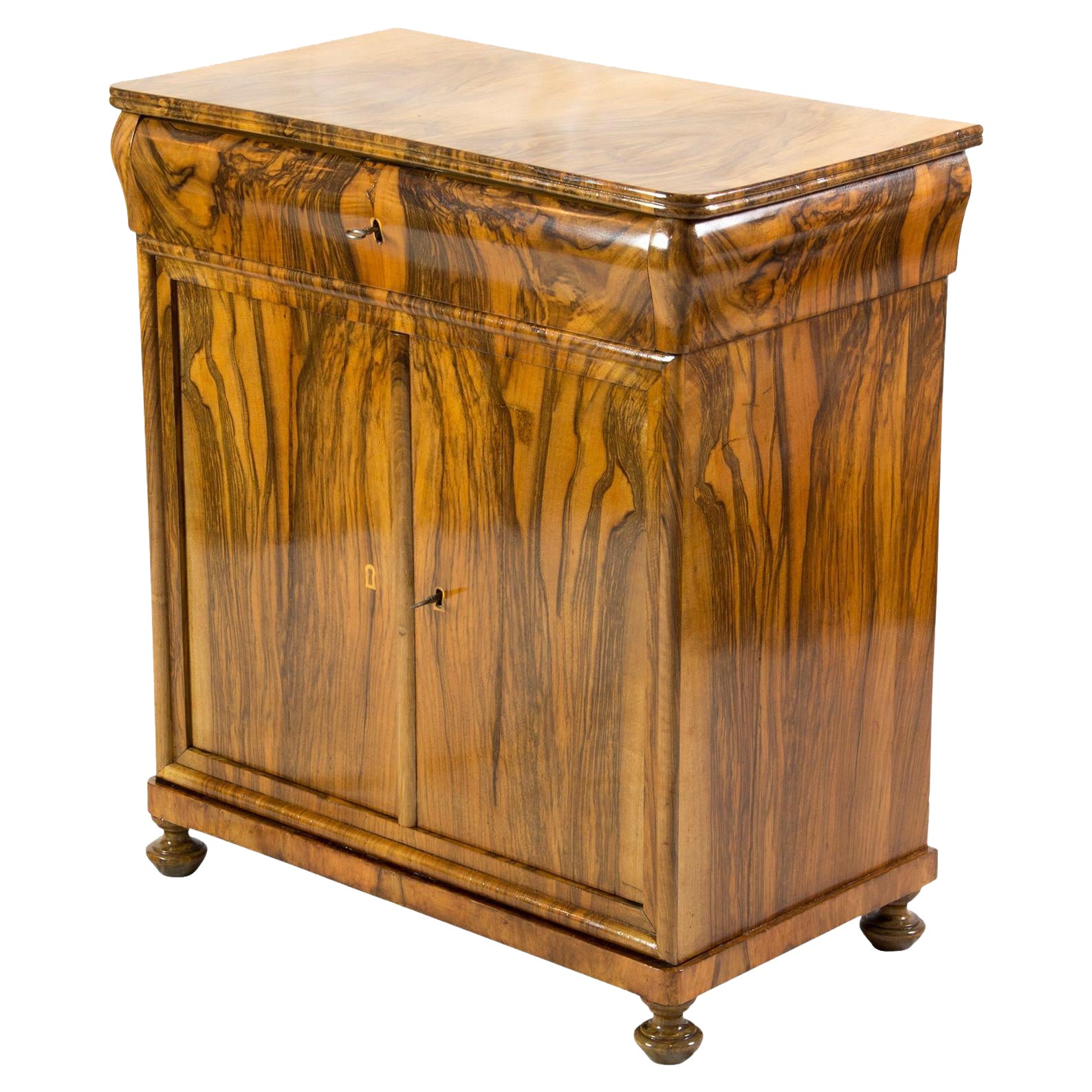 19th Century Biedermeier Walnut Half Cabinet or Commode