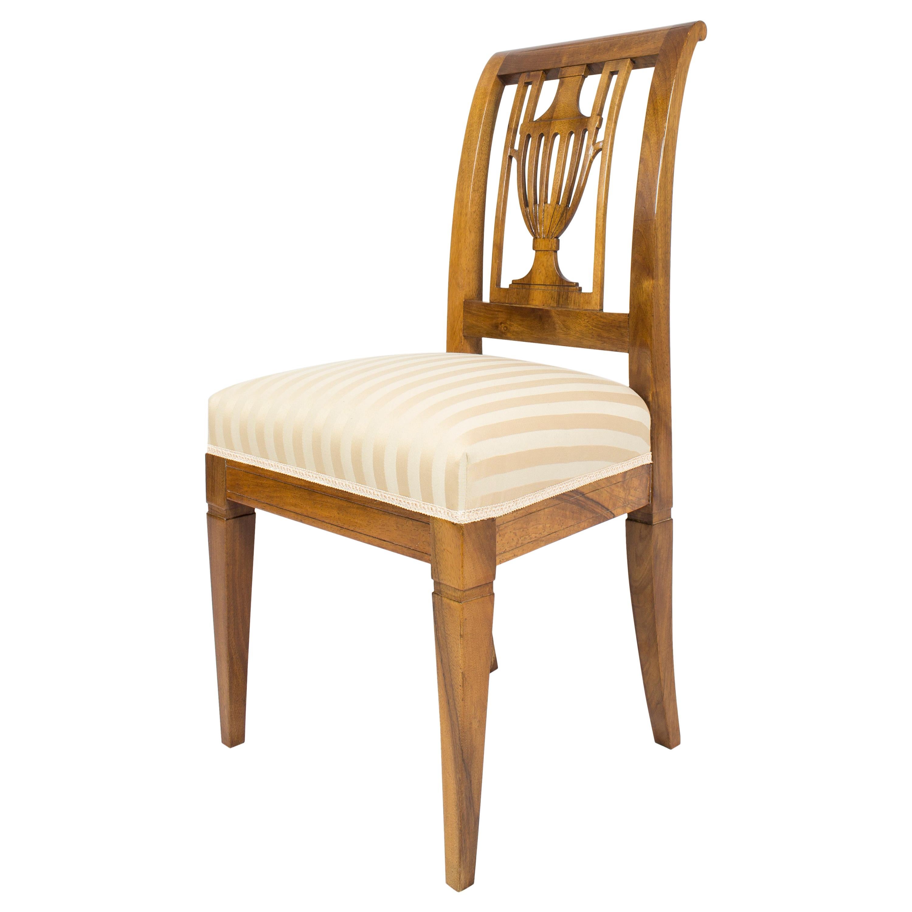 19th Century Biedermeier Walnut Lyra Chair