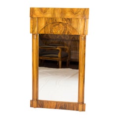 Specchio a colonna in noce Biedermeier del XIX secolo