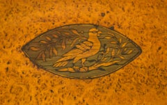 19th century Biedermeier Walnut Root Slant Top Letter Box Inlaid Bird Motif
