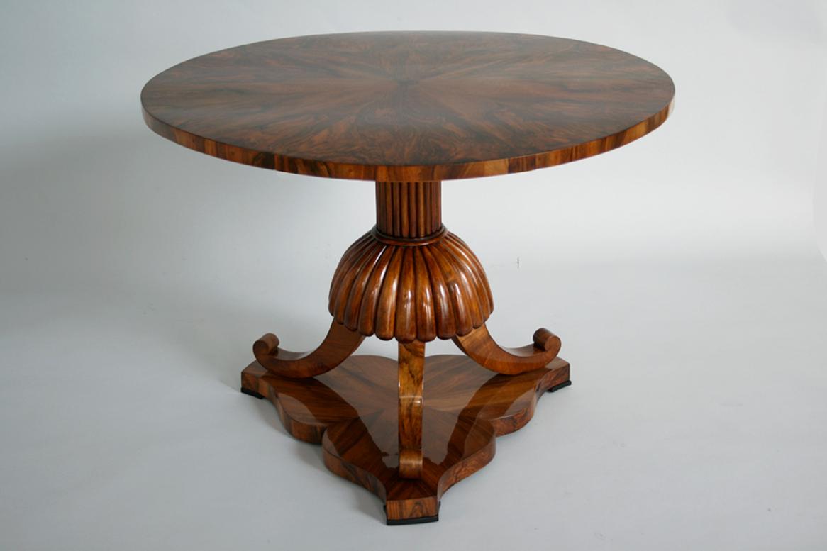 Hello,
This fine Viennese Biedermeier tilt-top pedestal table is the best example of top-quality Viennese piece from circa 1825. 

Viennese Biedermeier is distinguished by their sophisticated proportions, rare and refined design and excellent
